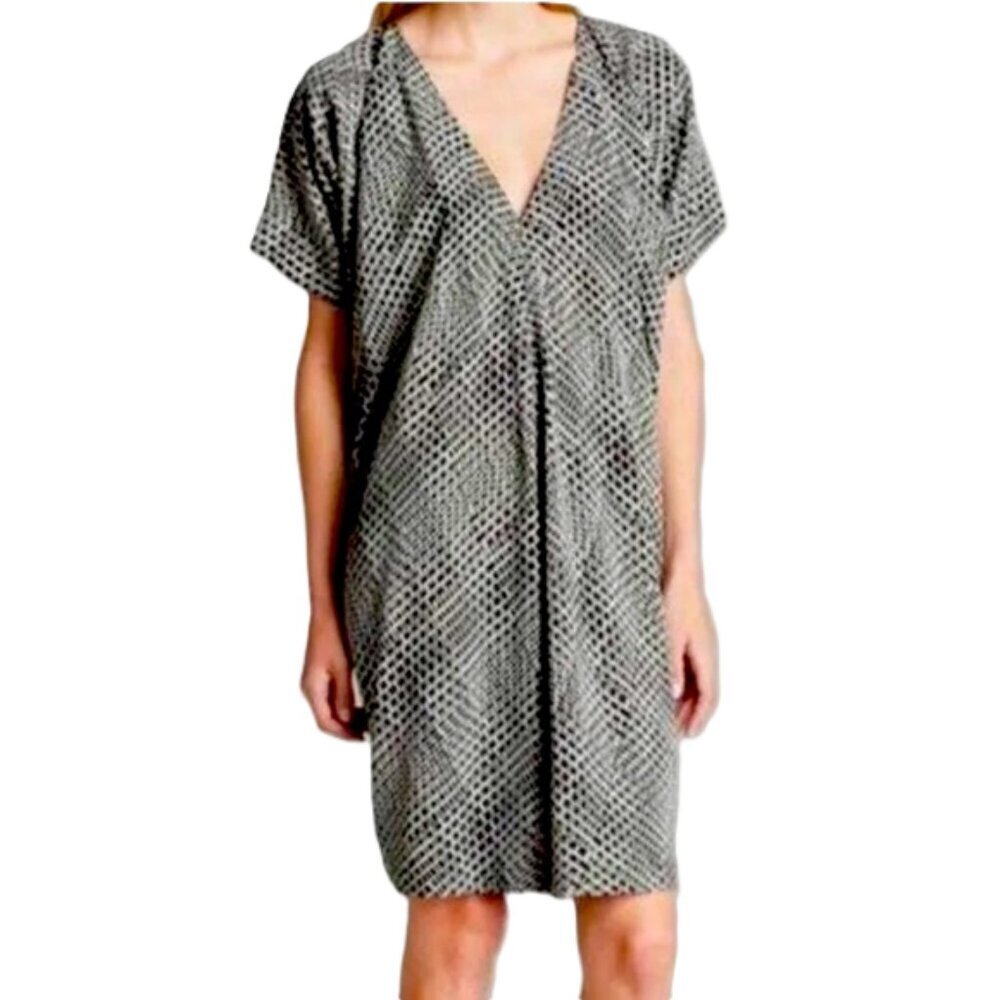 Vince Boho Silk Kaftan Dress Geometric Print Large Chic Resortwear Vacation